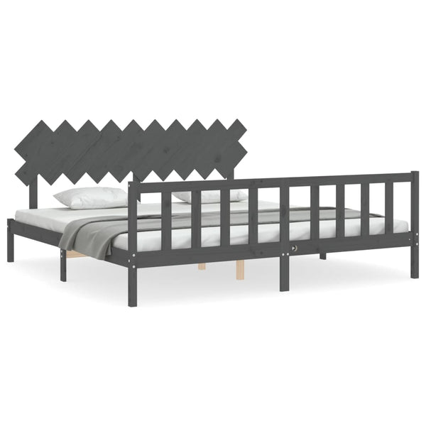Graues Bettgestell mit Kopfteil Jude 200x200cm (Holz)
