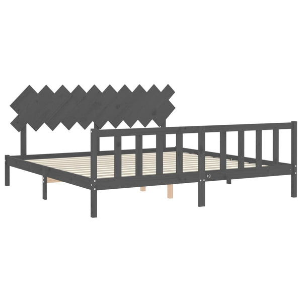 Graues Bettgestell mit Kopfteil Jude 200x200cm (Holz)