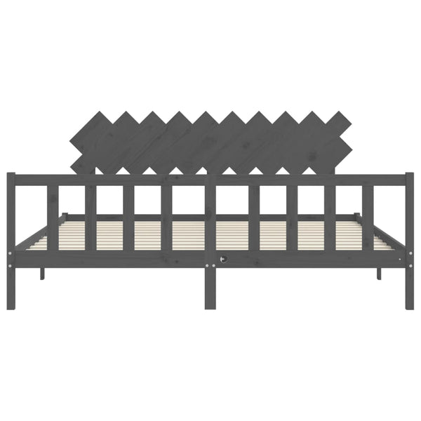 Graues Bettgestell mit Kopfteil Jude 200x200cm (Holz)