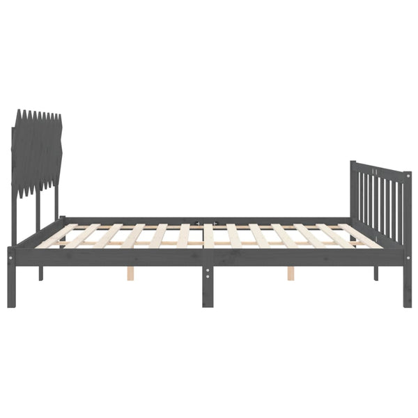 Graues Bettgestell mit Kopfteil Jude 200x200cm (Holz)