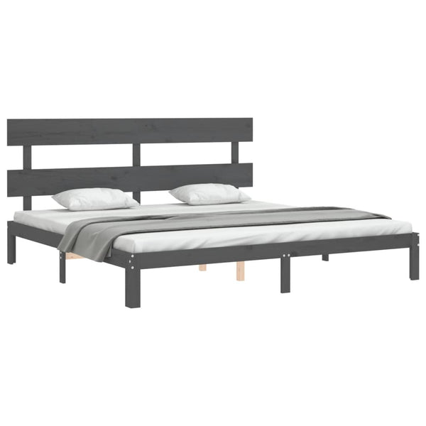 Bettgestell Bellul 200x200cm grau mit Kopfteil (Holz)