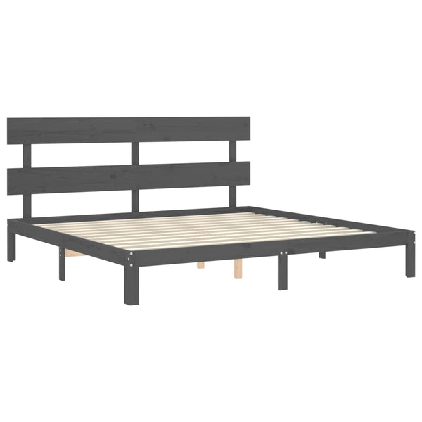 Bettgestell Bellul 200x200cm grau mit Kopfteil (Holz)