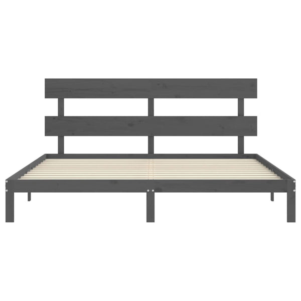 Bettgestell Bellul 200x200cm grau mit Kopfteil (Holz)