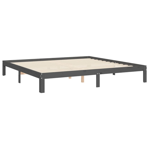 Bettgestell Bellul 200x200cm grau mit Kopfteil (Holz)