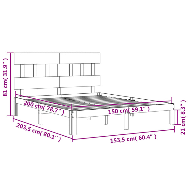 Kizner King Size Bettgestell mit Kopfteil (Holz)
