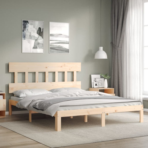 Kizner King Size Bettgestell mit Kopfteil (Holz)