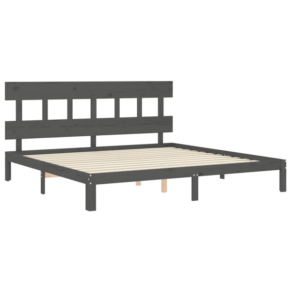 Bettgestell Kizner Grau mit Kopfteil 200x200cm (Holz)