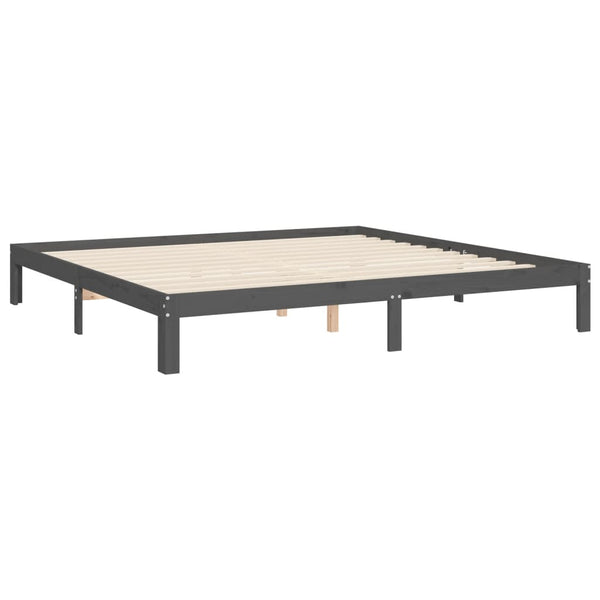 Bettgestell Kizner Grau mit Kopfteil 200x200cm (Holz)