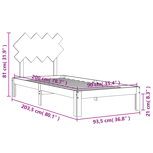 Bettgestell mit Kopfteil Brady 90x200cm (Holz)