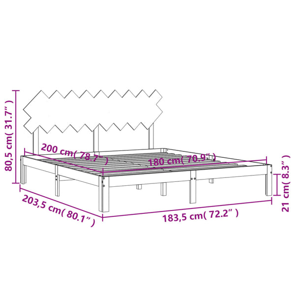 Bettgestell mit Kopfteil Brady Super King Size (Holz)