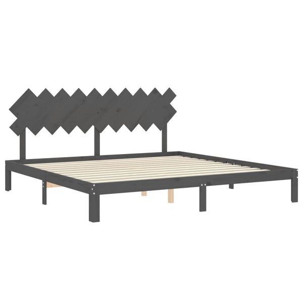 Graues Bettgestell mit Kopfteil Brady 200x200cm (Holz)