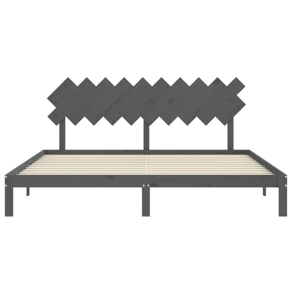 Graues Bettgestell mit Kopfteil Brady 200x200cm (Holz)