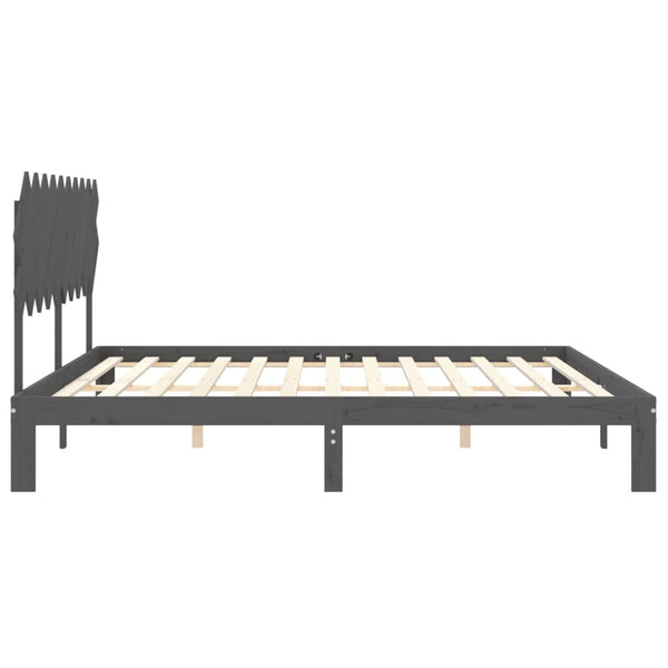 Graues Bettgestell mit Kopfteil Brady 200x200cm (Holz)