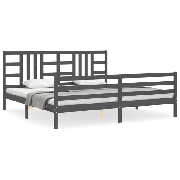 Graues Bettgestell mit Kopfteil Lapadus 200x200cm (Holz)