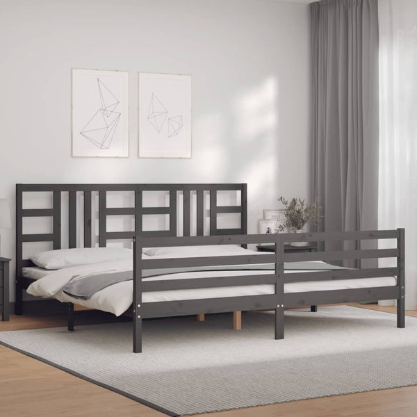 Graues Bettgestell mit Kopfteil Lapadus 200x200cm (Holz)