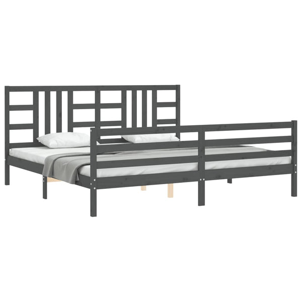 Graues Bettgestell mit Kopfteil Lapadus 200x200cm (Holz)
