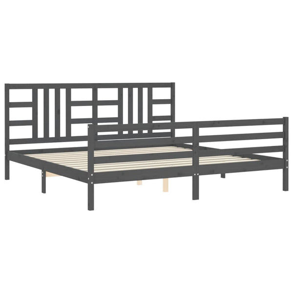 Graues Bettgestell mit Kopfteil Lapadus 200x200cm (Holz)