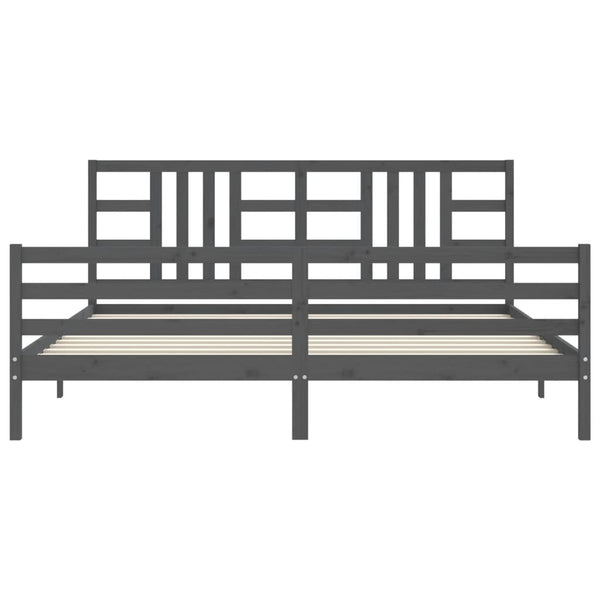 Graues Bettgestell mit Kopfteil Lapadus 200x200cm (Holz)