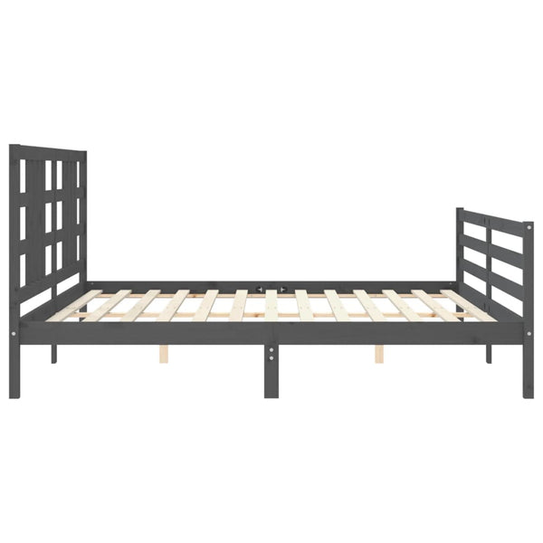 Graues Bettgestell mit Kopfteil Lapadus 200x200cm (Holz)