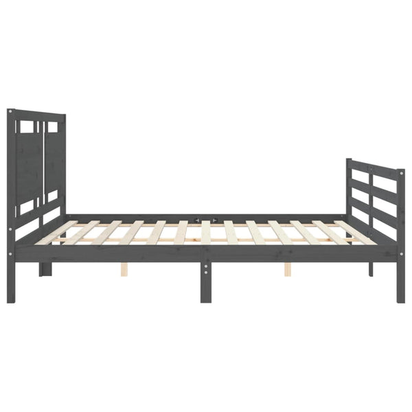 Graues Bettgestell mit Kopfteil Mititelu 200x200cm (Holz)