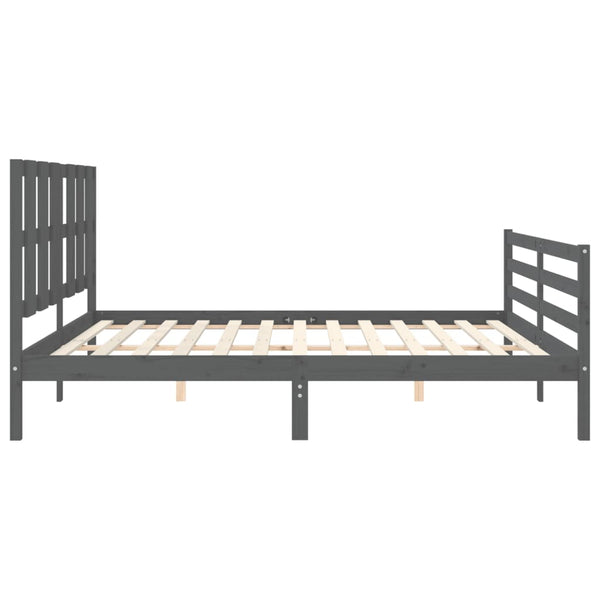 Graues Bettgestell mit Kopfteil Didina 200x200cm (Holz)
