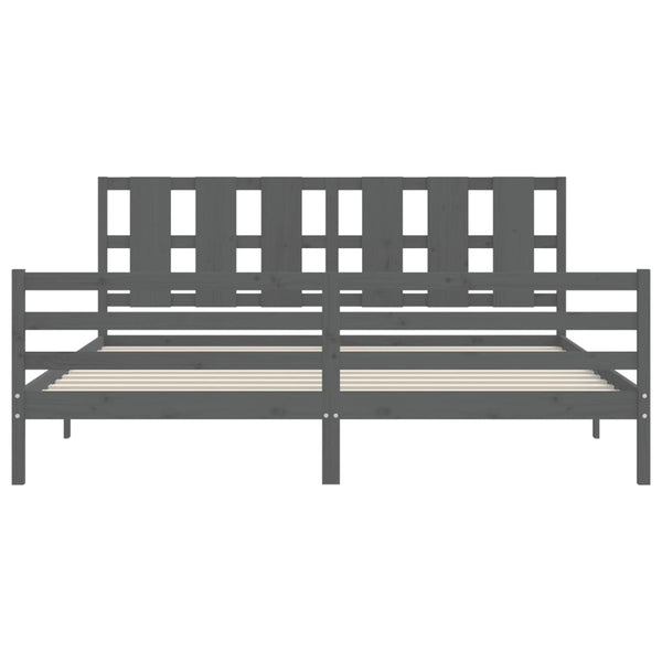 Graues Bettgestell mit Kopfteil Didina 200x200cm (Holz)