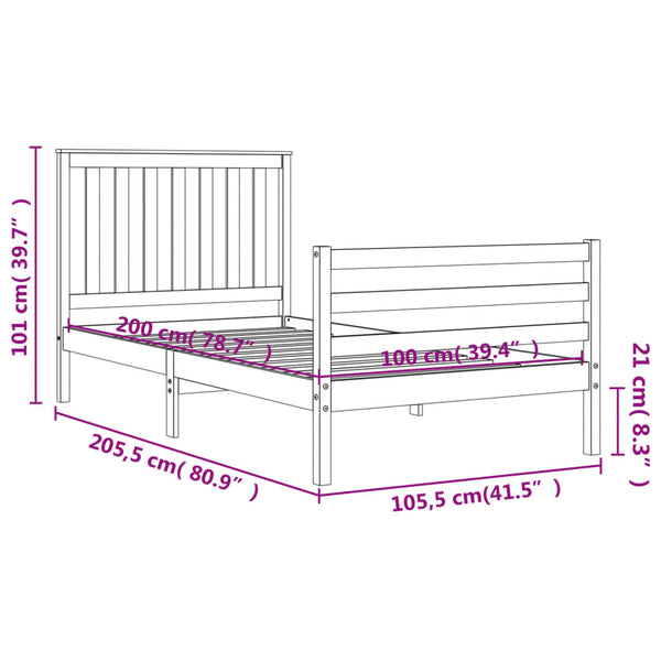 Bettgestell mit Kopfteil Bejenariu 100x200cm (Holz)