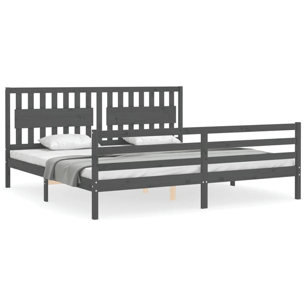 Graues Bettgestell mit Kopfteil Geodezie 200x200cm (Holz)