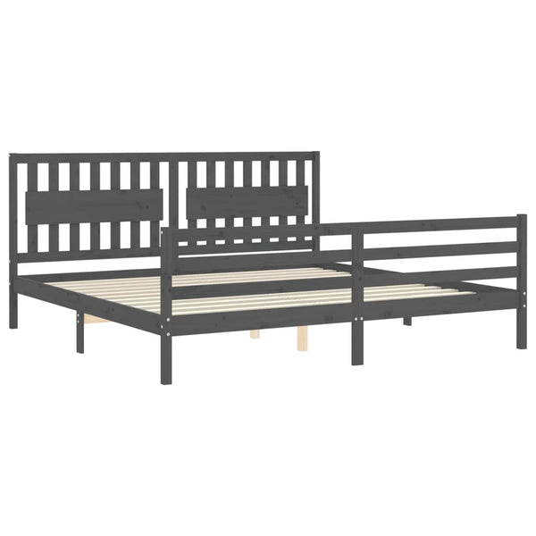 Graues Bettgestell mit Kopfteil Geodezie 200x200cm (Holz)
