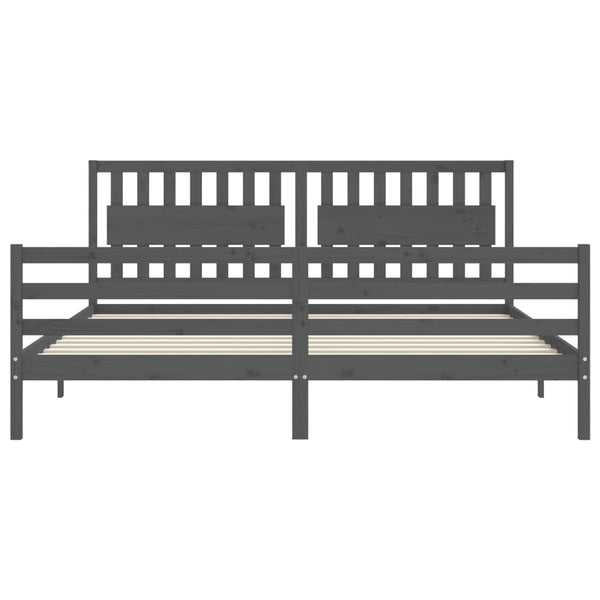 Graues Bettgestell mit Kopfteil Geodezie 200x200cm (Holz)