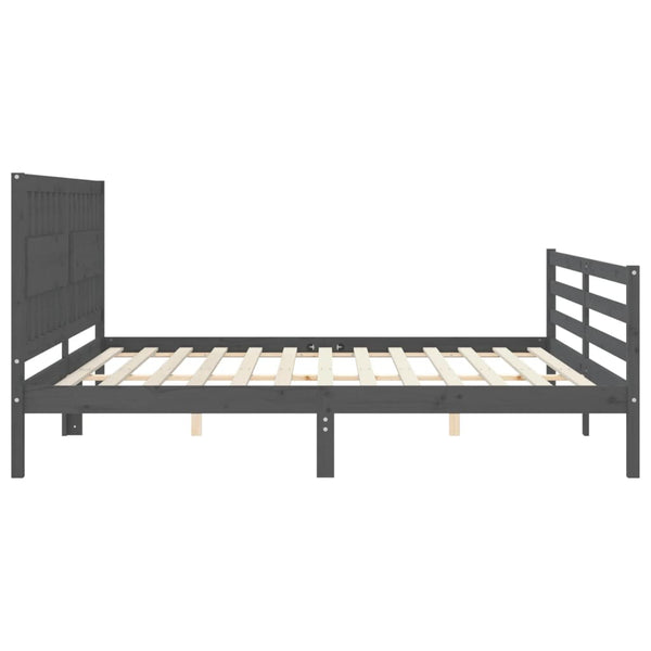 Graues Bettgestell mit Kopfteil Geodezie 200x200cm (Holz)
