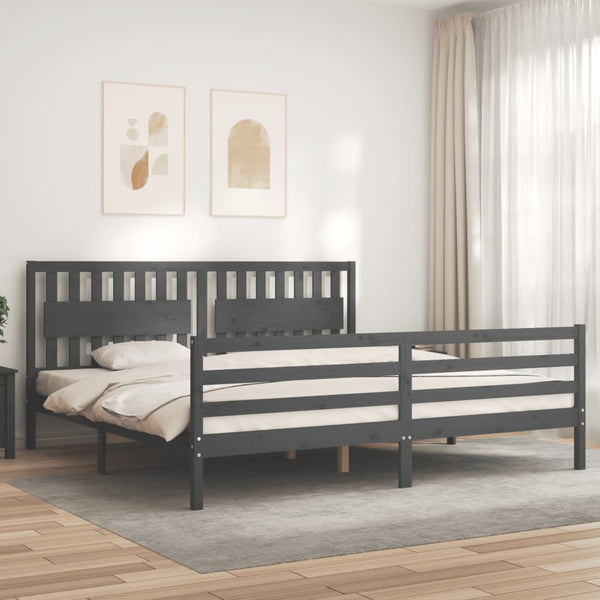 Graues Bettgestell mit Kopfteil Geodezie 200x200cm (Holz)