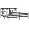 Bettgestell Haralambia Grau mit Kopfteil 200x200cm (Holz)
