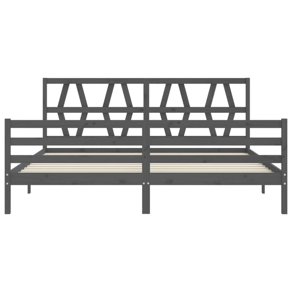 Bettgestell Haralambia Grau mit Kopfteil 200x200cm (Holz)