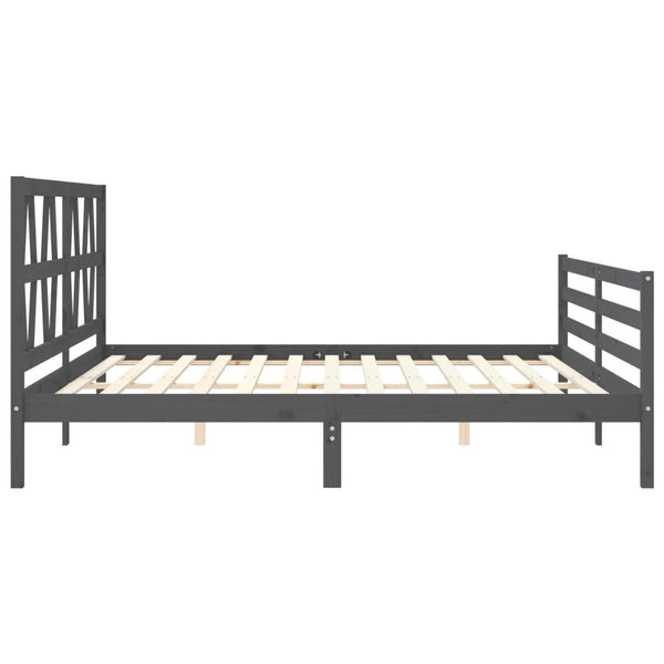 Bettgestell Haralambia Grau mit Kopfteil 200x200cm (Holz)