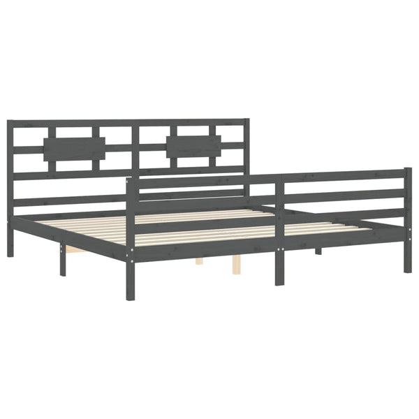 Graues Bettgestell mit Kopfteil Liudmila 200x200cm (Holz)