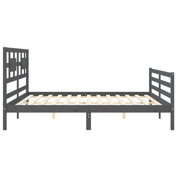 Graues Bettgestell mit Kopfteil Liudmila 200x200cm (Holz)