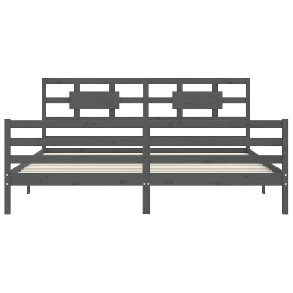 Graues Bettgestell mit Kopfteil Liudmila 200x200cm (Holz)