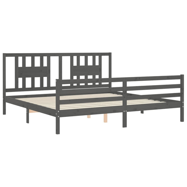 Graues Bettgestell mit Kopfteil Medora 200x200cm (Holz)