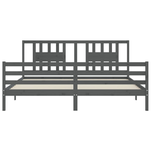 Graues Bettgestell mit Kopfteil Medora 200x200cm (Holz)