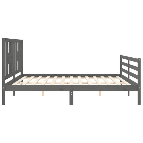Graues Bettgestell mit Kopfteil Medora 200x200cm (Holz)