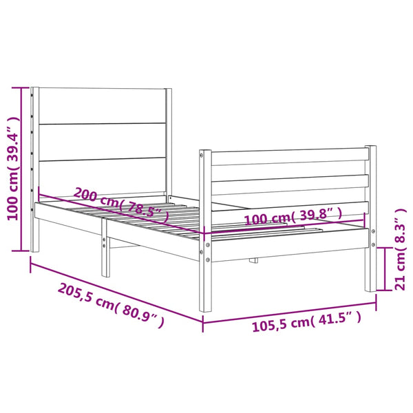 Bettgestell mit Kopfteil Gebriel 100x200cm (Holz)