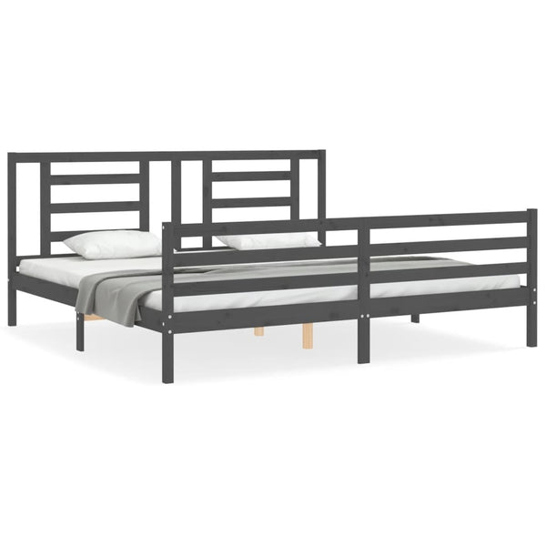 Graues Bettgestell mit Kopfteil Majid 200x200cm (Holz)