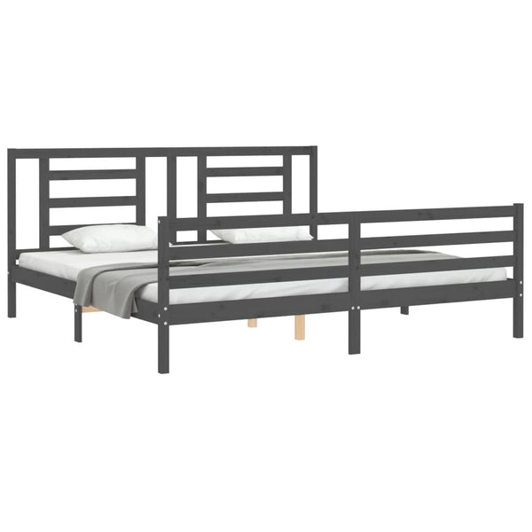 Graues Bettgestell mit Kopfteil Majid 200x200cm (Holz)