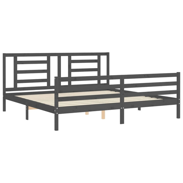 Graues Bettgestell mit Kopfteil Majid 200x200cm (Holz)