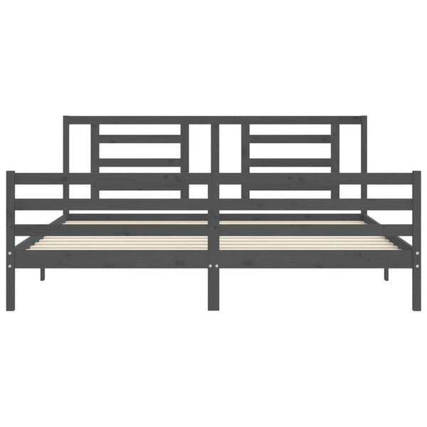 Graues Bettgestell mit Kopfteil Majid 200x200cm (Holz)