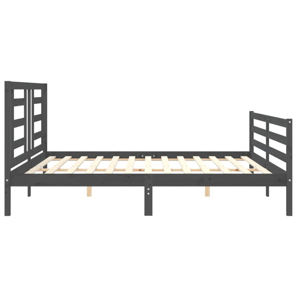 Graues Bettgestell mit Kopfteil Majid 200x200cm (Holz)