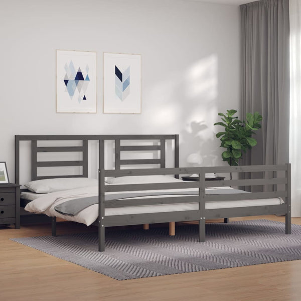 Graues Bettgestell mit Kopfteil Majid 200x200cm (Holz)