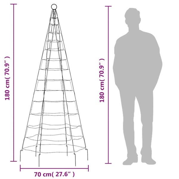 Warmweißes Weihnachtsbaumlicht für Flaggenmast Ghiulgen 180cm (200 LED-Lichter)