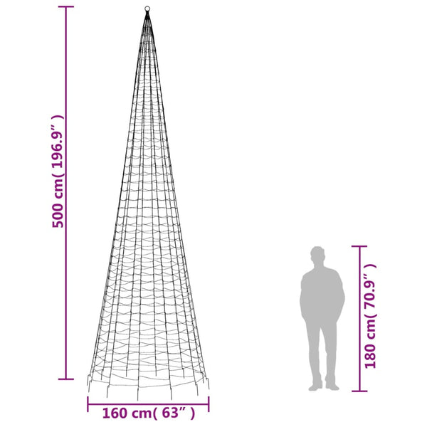 Blaue Weihnachtsbaumbeleuchtung für Fahnenmast Ghiulgen 500cm (1534 LED-Lichter)